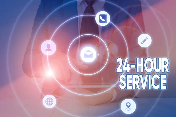 Skriftlig anteckning som visar 24 Hour Service. Företagsfoto visa upp service som är tillgänglig när som helst och oftast varje dag. — Stockfoto