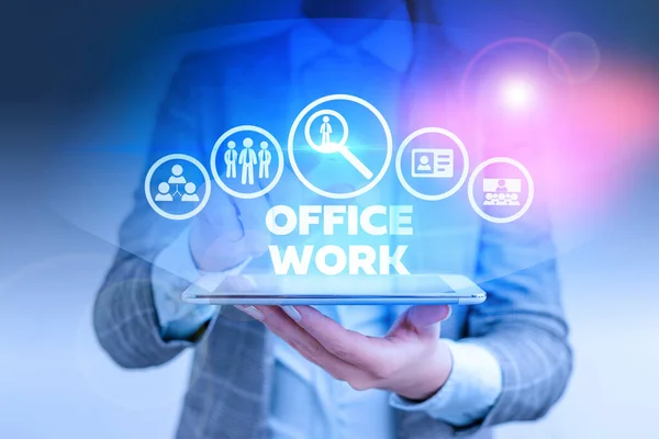 Texto de escritura de palabras Office Work. Concepto de negocio para cualquier trabajo administrativo o administrativo de una organización . — Foto de Stock