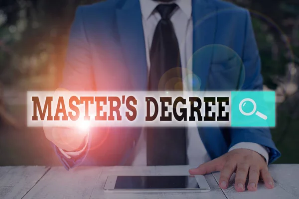 Textskylt som visar Master S Degree. Konceptuell foto examen som ges till en student av en högskola eller universitet. — Stockfoto