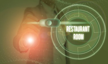 Conceptual hand writing showing Restaurant Room. Business photo text showing pay to sit and eat meals that are cooked and served.