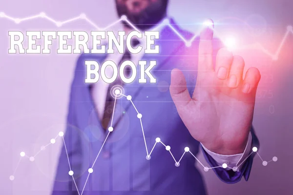 Writing note showing Reference Book. Business photo showcasing book to be consulted for information on specific matters. — Stock Photo, Image