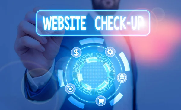Sinal de texto mostrando Site Check Up. Foto conceitual um exame de um site para ver se algo está em ordem . — Fotografia de Stock