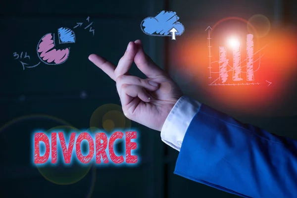 Handschriftliche Scheidung. Konzept, das die rechtliche Auflösung von Unstimmigkeiten über die Trennung von der Ehe bedeutet. — Stockfoto