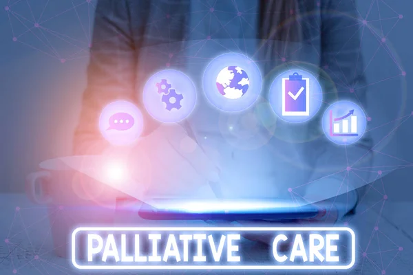 Text sign showing Palliative Care. Conceptual photo specialized medical care for showing with a serious illness. — Stock Photo, Image