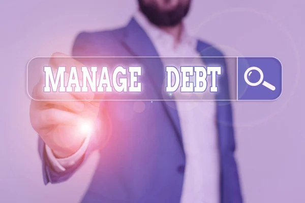 Nota de Escritura que muestra Manage Debt. Foto comercial que muestra acuerdo no oficial con acreedores no garantizados para el reembolso. — Foto de Stock