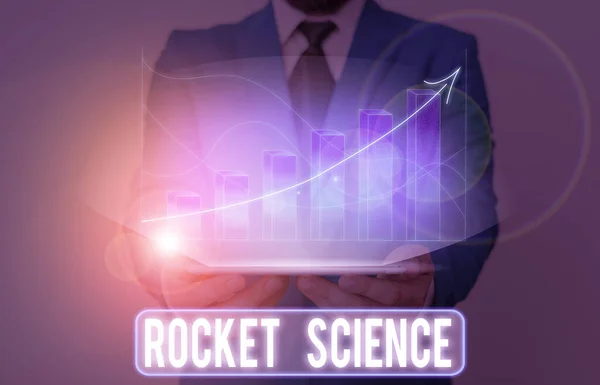 Texto escrito por palavras Rocket Science. Conceito de negócio para atividades difíceis que você precisa ser inteligente para fazer . — Fotografia de Stock