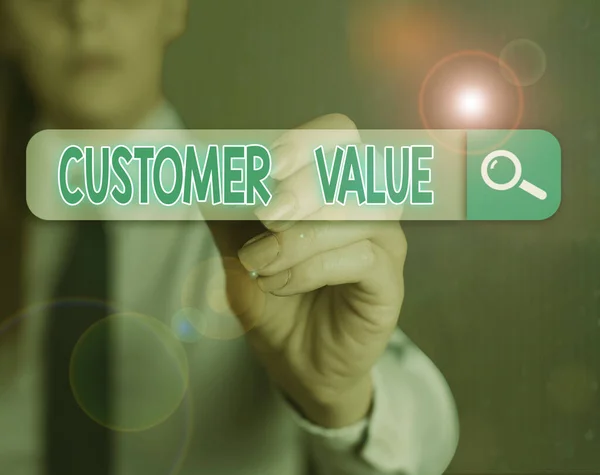 Tekst do pisania słów Customer Value. Koncepcja biznesowa dla poziomu zadowolenia klienta z prowadzonej działalności. — Zdjęcie stockowe