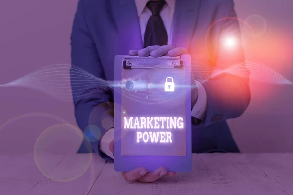 Textová značka zobrazující Marketing Power. Koncepční foto schopnost firmy ziskově zvýšit tržní cenu. — Stock fotografie