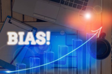 Kelime yazma metni Bias. Bir gösterici grubuna veya aleyhine eğilim veya önyargı için iş kavramı.