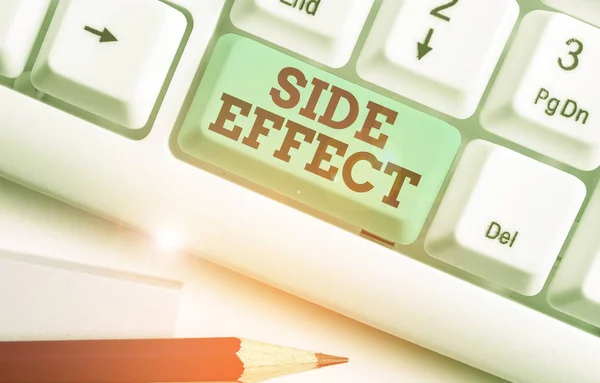 Word writing text Side Effect. Business concept for typically undesirable effect of a drug or medical treatment.