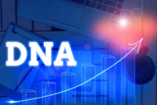 Word writing text Dna. Business concept for a selfreplicating material wpresent in nearly all living organisms. — Zdjęcie stockowe