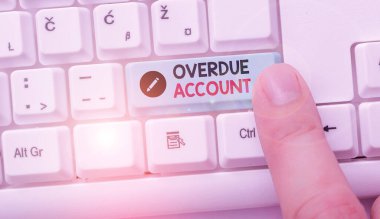Handwriting text writing Overdue Account. Concept meaning loans and other obligations remaining unpaid past their due.