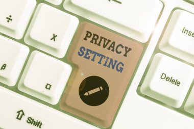Writing note showing Privacy Setting. Business photo showcasing limit the access of profile and what information can see.