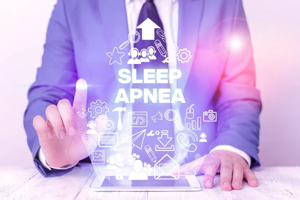 Parola scrittura testo apnea del sonno. Business concept per il disturbo che dimostra ripetutamente smettere di respirare quando si dorme . — Foto Stock