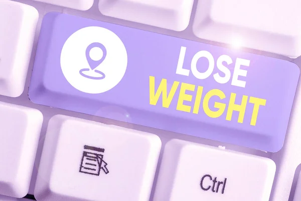 Text sign showing Lose Weight. Conceptual photo the fact of a demonstrating s is or an animal s is body weight becoming less. — Stockfoto