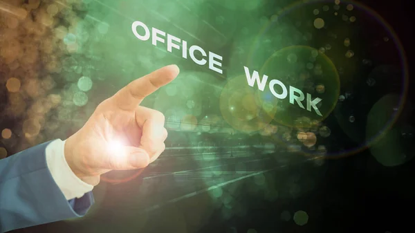 Escrita de mão conceitual mostrando Office Work. Texto de foto de negócios qualquer trabalho administrativo ou administrativo para uma organização . — Fotografia de Stock