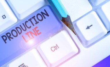 Word writing text Production Line. Business concept for set of sequential operations established in a factory.