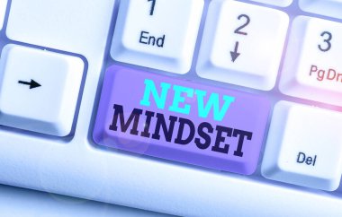 Conceptual hand writing showing New Mindset. Business photo showcasing Mental attitude or disposition New approach in dealing situation.