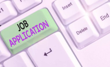 Handwriting text writing Job Application. Concept meaning paper which indicates interest in a particular vacancy.