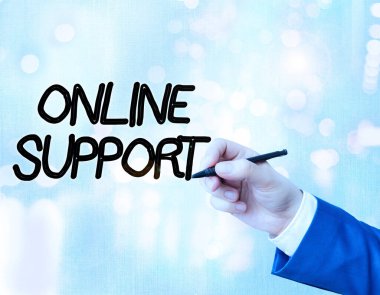 Kelime yazma metni Online Desteği. Elektronik için iş kavramı genellikle müşteri hizmetlerinin web tabanlı sürümü.