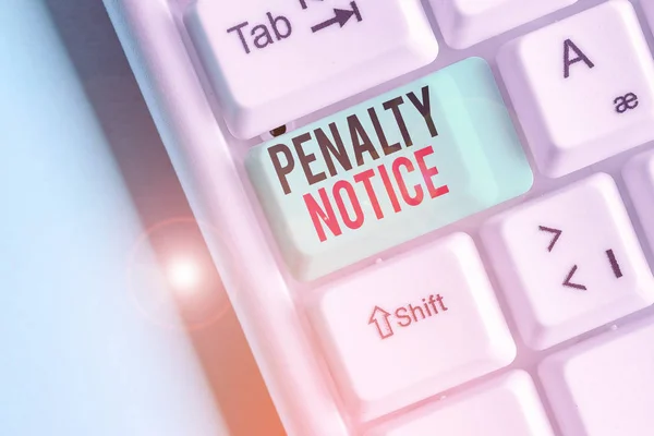 Writing note showing Penalty Notice. Business photo showcasing the immediate fine given to showing for minor offences.