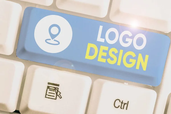 Signo de texto que muestra Logo Design. Foto conceptual representación gráfica o símbolo del nombre de la empresa o marca comercial . — Foto de Stock