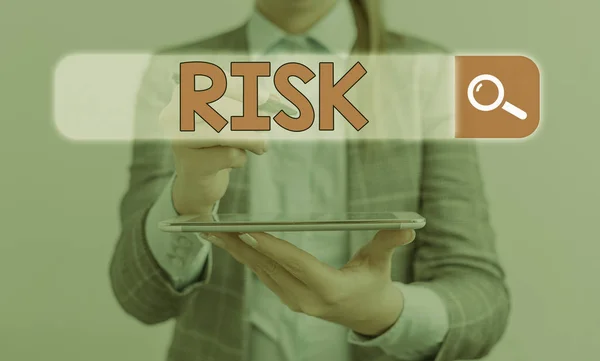 Writing note showing Risk. Business photo showcasing Possibility of losing something of value or threat of damage. — Stockfoto