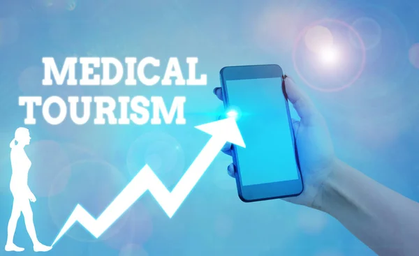Tekst schrijven Medische Toerisme. Bedrijfsconcept voor reizen naar het buitenland om medische zorg te ontvangen. — Stockfoto