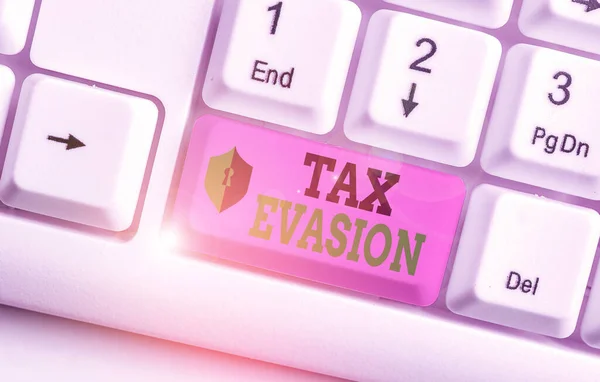 Text sign showing Tax Evasion. Conceptual photo the failure to pay or the deliberate underpayment of taxes.