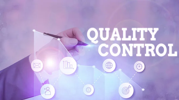 Word writing text Quality Control. Business concept for a system of maintaining standards in analysisufactured products. — Stock Fotó