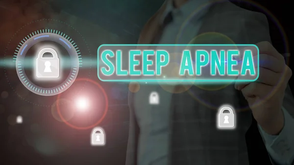 Parola scrittura testo apnea del sonno. Business concept per il disturbo che dimostra ripetutamente smettere di respirare quando si dorme . — Foto Stock