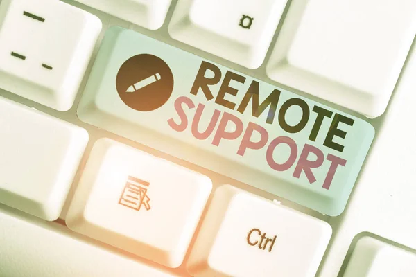 Text sign showing Remote Support. Conceptual photo help endusers to solve computer problems and issues remotely. — Stock Photo, Image