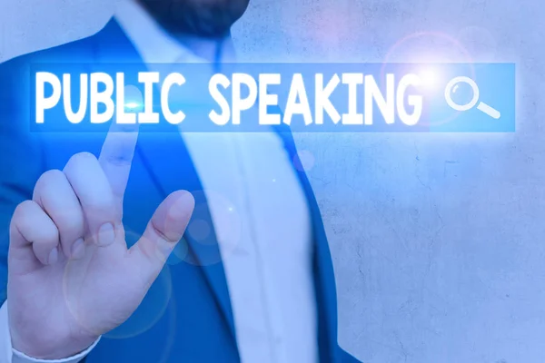 Texto de escritura de palabras Public Speaking. Concepto de negocio para el arte de la comunicación oral efectiva con un público . — Foto de Stock