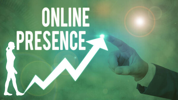 Text sign showing Online Presence. Conceptual photo existence of an individual can be found via an online search.