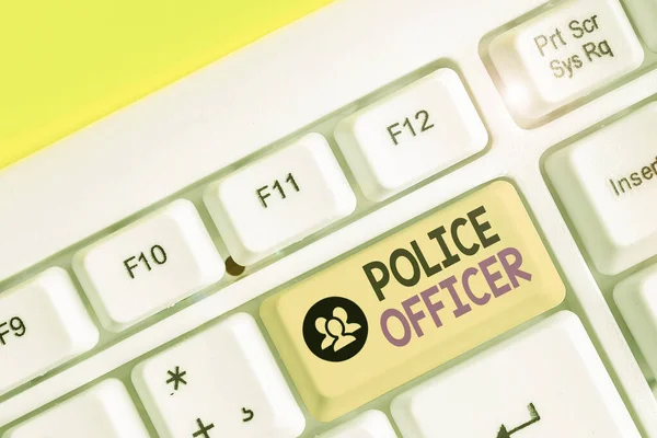 Handwriting text writing Police Officer. Concept meaning a demonstrating who is an officer of the law enforcement team.