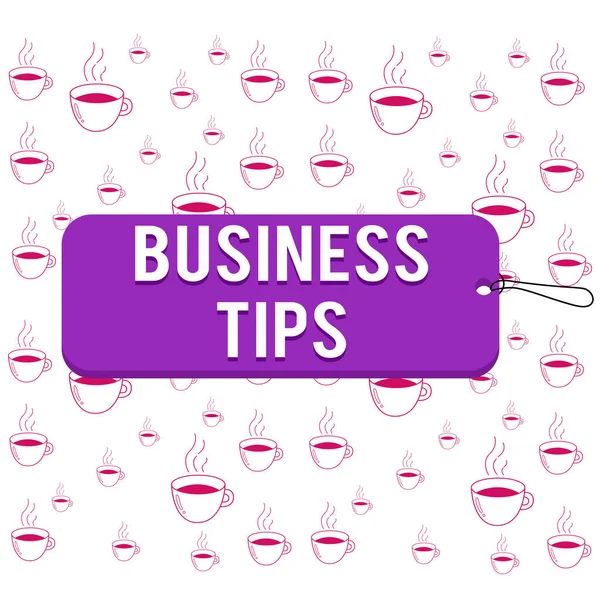 Pisanie notatki pokazującej Business Tips. Business photo showcasing tricks or ideas on how to start or run a small business Label tag badge rectangle shaped empty space string kolorowe tło. — Zdjęcie stockowe