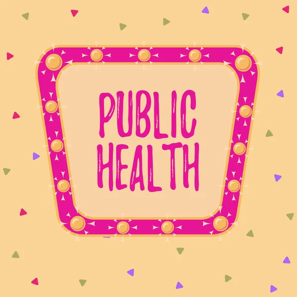 Writing note showing Public Health. Business photo showcasing government protection and improvement of community health Asymmetrical uneven shaped pattern object multicolour design.