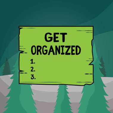 Kelime yazma metni Organize ol. Belirli bir sisteme göre sıralanan iş konsepti tutarlı ahşap kare çerçeve yuvaları ahşap panel renkli kereste oyukları.