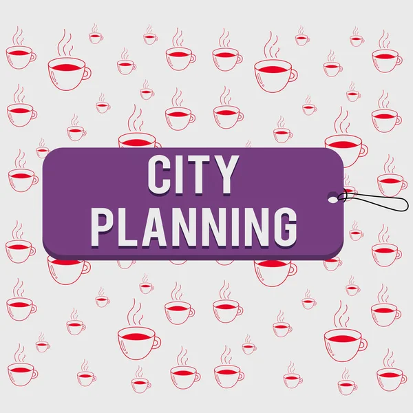 Writing note showing City Planning. Business photo showcasing the planning and control of the development of a town Label tag badge rectangle shaped empty space string colorful background.