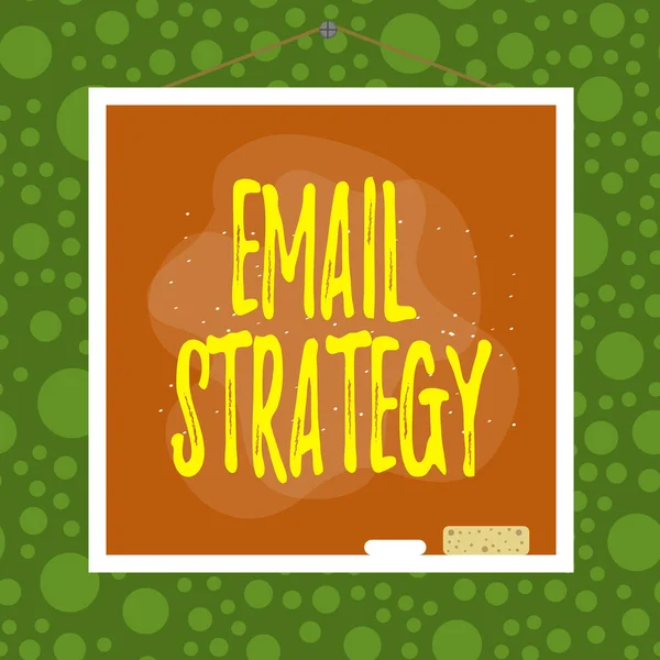 Text sign showing Email Strategy. Conceptual photo marketing way to reach consumers via direct electronic mail Asymmetrical uneven shaped format pattern object outline multicolour design. — 스톡 사진