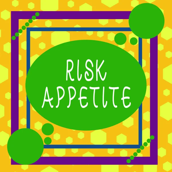 Handwriting text writing Risk Appetite. Concept meaning the level of risk an organization is prepared to accept Asymmetrical uneven shaped format pattern object outline multicolour design. — Stock Photo, Image