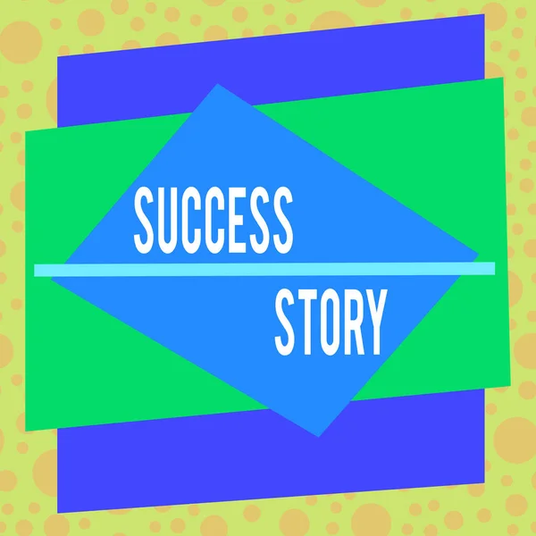 Text sign showing Success Story. Conceptual photo someone or something that has attain a goal Successful demonstrating Asymmetrical uneven shaped format pattern object outline multicolour design. — ストック写真