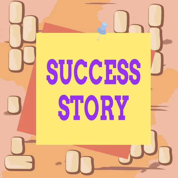 Word writing text Success Story. Business concept for someone or something that has attain a goal Successful demonstrating Reminder color background thumbtack tack memo attached office pin square. — ストック写真