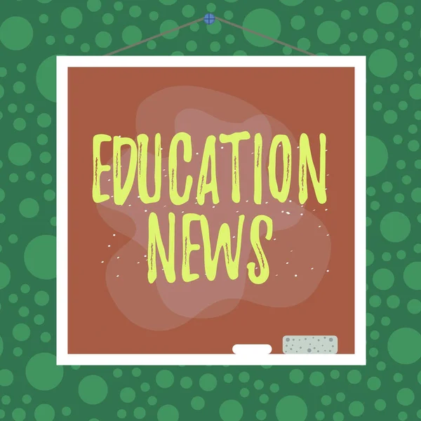 Text sign showing Education News. Conceptual photo page in a newspaper devoted to news relating to education Asymmetrical uneven shaped format pattern object outline multicolour design. — Stockfoto