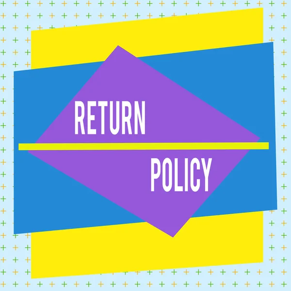 Handwriting text writing Return Policy. Concept meaning return or exchange defective merchandise that they buy before Asymmetrical uneven shaped format pattern object outline multicolour design. — Stockfoto