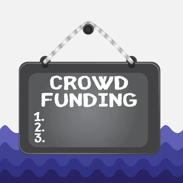 Conceptual hand writing showing Crowd Funding. Business photo showcasing technique of raising money from a large number of showing Board fixed nail frame colored background rectangle panel.