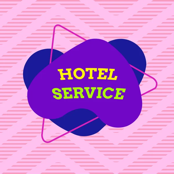 Handschriftlicher Text Hotel Service. Konzept bedeutet, den Gästen eine warme Unterkunft und andere Dienstleistungen zu bieten Asymmetrische ungleichmäßige Form Muster Objekt Umriss mehrfarbige Gestaltung. — Stockfoto