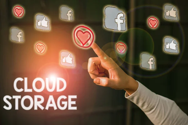 Konceptualne pismo ręczne pokazujące Cloud Storage. Zdjęcie biznesowe prezentujące dane cyfrowe jest przechowywane i zarządzane w puli logicznej. — Zdjęcie stockowe