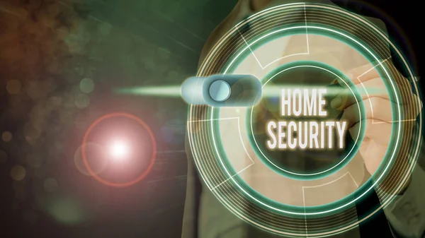 Signo de texto que muestra Seguridad Interior. Foto conceptual Un sistema que ayuda a proteger su hogar de intrusos no deseados . — Foto de Stock