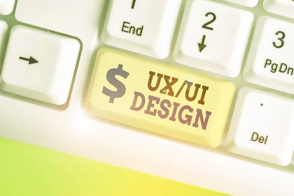 Kelime yazma Ux veya Ui Design. Tek bir tüketici deneyiminin iki farklı unsuru için iş kavramı. — Stok fotoğraf